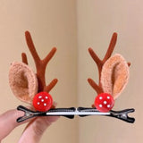 Mushroom Decor Brown Antler Hair Clips, A Pair Head Accessory For Christmas and Halloween Event