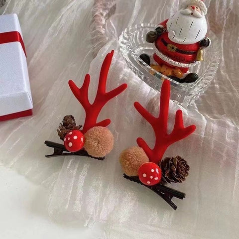 Khaki Pinecone Red Antler Hair Clips, A Pair Costume Headwear For Christmas Halloween Themed Party In Australia - Darrahopens