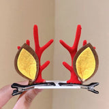 Ear Decor Red Antler Hair Clips, A Pair Lovely Accessory For Christmas & Halloween Festival Party