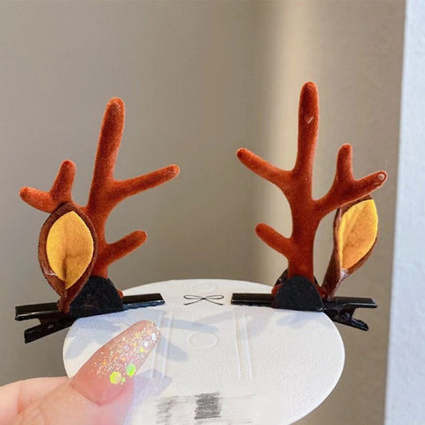 Ear Decor Brown Antler Hair Clips, One Pair Cute Headwear For Halloween Cosplay And Christmas Decor In Australia - Darrahopens