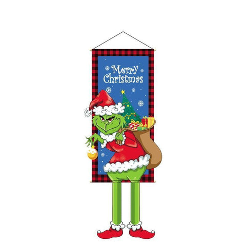 Creative Printed Hanging Tapestry, Christmas & Halloween Home Party Backdrop Decor, Grinch Pattern, 110*40cm In Australia - Darrahopens