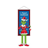 Xmas Hanging Banner Party Supplies, Christmas & Halloween Printed Background Decor Cloth, Grinch Design, 110*40cm