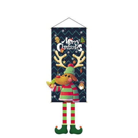Elk Printed Hanging Flag, Christmas & Halloween Holiday Party Background Cloth & Scene Decor Prop, 110*40cm
