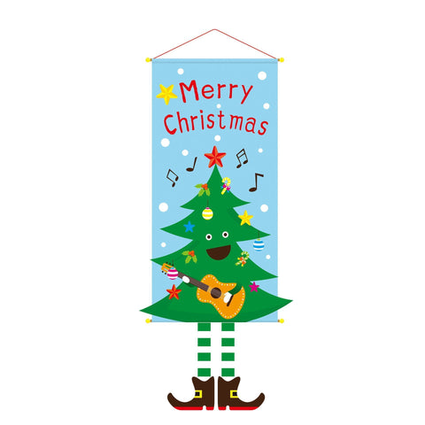 Christmas Tree Pattern Hanging Banner, Printed Background Cloth, Christmas & Halloween Party Decor Supplies, 110*40cm In Australia - Darrahopens