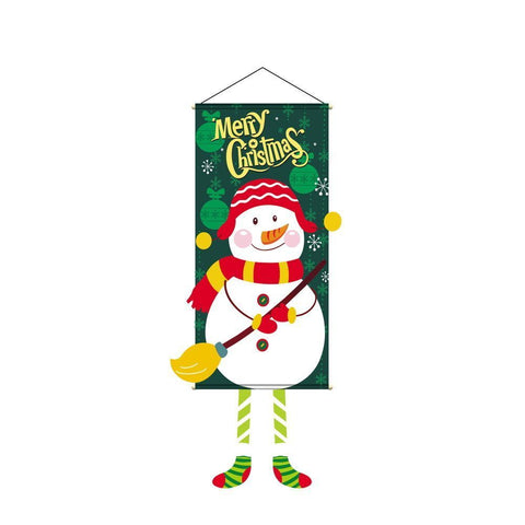 Green Snowman Hanging Flag, Christmas & Halloween Creative Printed Festival Scene Decor, 110*40cm In Australia - Darrahopens