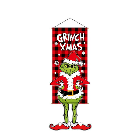 Grinch Printed Hanging Banner, Christmas & Halloween Indoor Holiday Party Background Decor, 110*40cm In Australia - Darrahopens