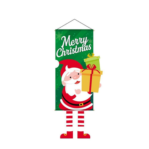 Green Santa Pattern Hanging Flag, Christmas & Halloween Printed Backdrop Cloth For Party, 110*40cm