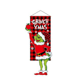 Grinch Pattern Hanging Banner, Christmas & Halloween Creative Printed Background Prop, 110*40cm In Australia - Darrahopens