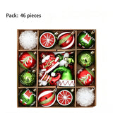 46 Pieces Hand Drawn Christmas Ball Gift Box, Xmas Tree Pendant, Christmas & Halloween Party Decor, Red Green White Style In Australia - Darrahopens