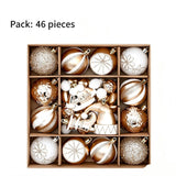 Christmas Tree Decor Baubles, 46PCS Hand Painted Ball Gift Set, Christmas & Halloween Scene Arrangement, Champagne White In Australia - Darrahopens