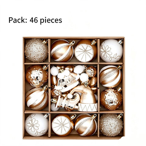 Christmas Tree Decor Baubles, 46PCS Hand Painted Ball Gift Set, Christmas & Halloween Scene Arrangement, Champagne White In Australia - Darrahopens