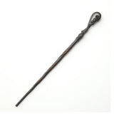 Graceful Slender Resin Magic Wand With Solid Metal Core, Holiday Themed Roleplay Prop, Style 16, Black Gold Stamping Ribbon Gift Box