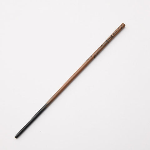 Sleek Straight Resin Magic Wand With Metal Core, Formal Character Holiday Cosplay Prop, Style 21, Black Gold Stamping Ribbon Gift Box