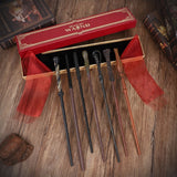 Rugged Textured Resin Magic Wand With Hidden Metal Core, Tough Character Holiday Cosplay Prop, Style 27, Black Gold Stamping Ribbon Gift Box