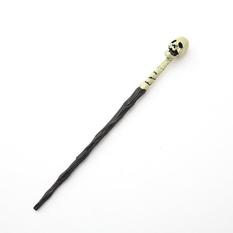 Round Sculpt Resin Magic Wand With Solid Metal Core, Dark Character Cosplay Decor, Style 31, Black Gold Stamping Ribbon Gift Box