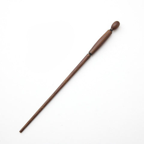 Straight Slim Resin Wizard Wand With Metal Core, Alternative Character Holiday Cosplay Prop, Style 32, Black Gold Stamping Ribbon Gift Box