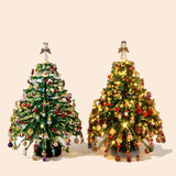 DIY Beaded Christmas Tree Kit with LED Light Strings, Christmas Halloween Tabletop Decor, Therapeutic DIY Handcraft, Create Warm Festive Atmosphere