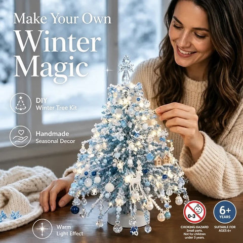 DIY Beaded Christmas Tree Kit, Winter Magic Style with LED Light Strings, Holiday Home Ornament, Relaxing Beading Craft, Full of Dreamy Festival Vibes