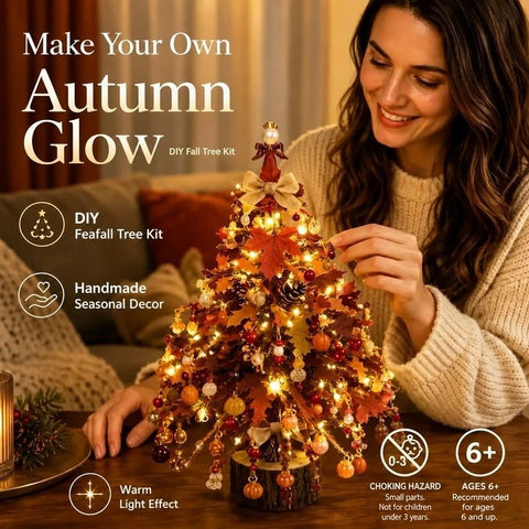 DIY Beaded Christmas Tree Kit, Autumn Glow Style with LED Light Strings, Year-round Home Decor, Leisure Handcraft Activity, Enjoy Gentle Romantic Ambience