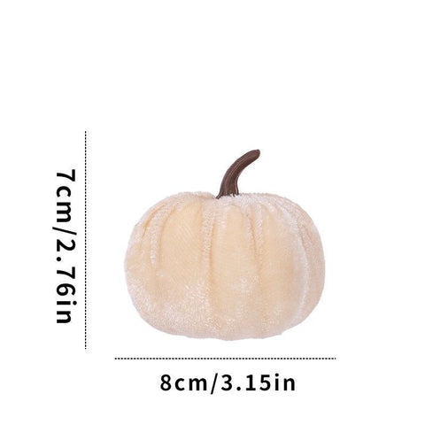 Soft Flocked Artificial Pumpkin Decor, Halloween & Christmas Home Display Ornaments, Great For Holiday Photo Shooting, Cream White 8cm
