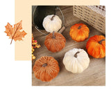 Soft Flocked Artificial Pumpkin Decor, Halloween & Christmas Home Display Ornaments, Great For Holiday Photo Shooting, Cream White 8cm