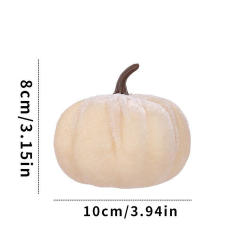 Ins Flocked Pumpkin Figurine, Halloween & Christmas Party Desktop Ornament, Ideal Indoor Festive Decoration, Cream White 10cm