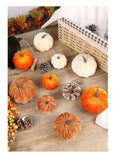 Ins Flocked Pumpkin Figurine, Halloween & Christmas Party Desktop Ornament, Ideal Indoor Festive Decoration, Cream White 10cm
