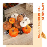 Flocked Fabric Faux Pumpkin Ornament, Halloween Christmas Harvest Festival Decor, Boost Warm Holiday Atmosphere, Orange 6cm