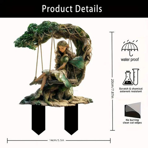Whimsical 2D Flat Acrylic Swing Elf Garden Stake, Wing Fairy Pot Decor, Waterproof Lawn Prop For Christmas Halloween Party Display In Australia - Darrahopens