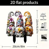 2D Acrylic Floral Gnome Plant Stake, Dwarf Figurine Pot Insert, Waterproof Yard Decor Suitable for Christmas Halloween Holiday Layout In Australia - Darrahopens