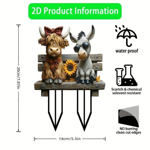 2D Acrylic Goat & Donkey Farm Animal Plant Stake, Yard Insert Sign, Waterproof Garden Prop for Christmas Halloween Outdoor Decorations In Australia - Darrahopens