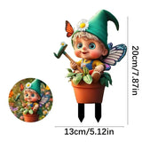 Lovely 2D Flat Acrylic Winged Elf Plant Stake, Potted Fairy Figurine, Waterproof Lawn Ornament For Christmas Halloween Atmosphere Decor In Australia - Darrahopens