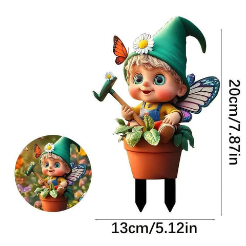 Lovely 2D Flat Acrylic Winged Elf Plant Stake, Potted Fairy Figurine, Waterproof Lawn Ornament For Christmas Halloween Atmosphere Decor In Australia - Darrahopens