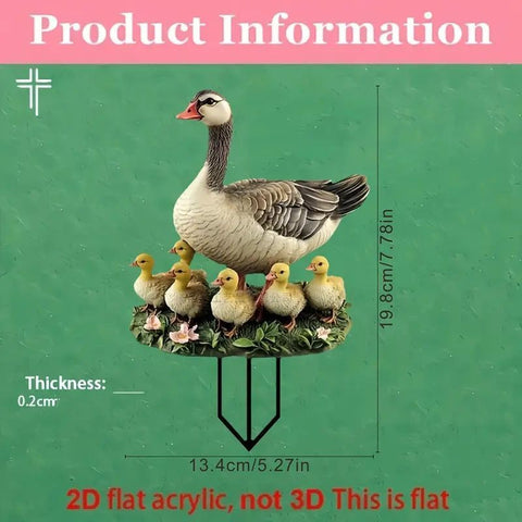 2D Acrylic Goose & Gosling Family Garden Stake, Animal Pot Ornament, Waterproof Yard Decor for Christmas Halloween Outdoor Landscaping In Australia - Darrahopens