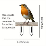Realistic 2D Flat Acrylic Robin Bird Plant Stake, Wild Bird Yard Insert, Waterproof Four Season Ornament For Christmas Halloween Garden Decor In Australia - Darrahopens