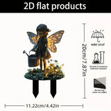 Graceful 2D Flat Acrylic Watering Winged Fairy Garden Stake, Elf Pot Ornament, Waterproof Lawn Prop For Christmas Halloween Scene Decor In Australia - Darrahopens