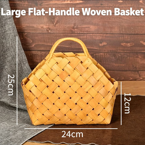 Handwoven Wooden Chip Handheld Decorative Basket, Baking Pastry Container, Living Room Floral Display Decor, Suitable for Christmas Halloween Party Layout, Large Size In Australia - Darrahopens