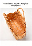 Handwoven Wooden Chip Handheld Decorative Basket, Baking Pastry Container, Living Room Floral Display Decor, Suitable for Christmas Halloween Party Layout, Large Size