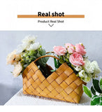 Handwoven Wooden Chip Handheld Decorative Basket, Baking Pastry Container, Living Room Floral Display Decor, Suitable for Christmas Halloween Party Layout, Large Size