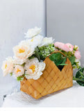 Handwoven Wooden Chip Handheld Decorative Basket, Baking Pastry Container, Living Room Floral Display Decor, Suitable for Christmas Halloween Party Layout, Large Size