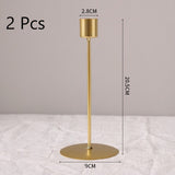Handmade Iron Pillar Candle Holders, Tall Gold Candlestick 2 Pack, Elegant Table Decor for Dining Room, Christmas Halloween Romantic Scene Ornament