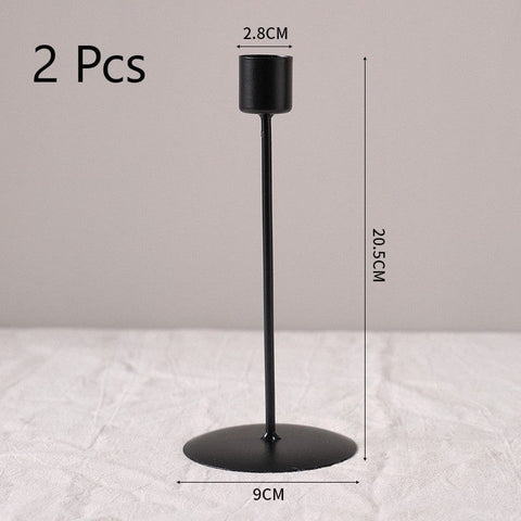 Hand Forged Metal Pillar Candlestick, Tall Black Candle Holder 2 Pack, Premium Home Decor, Christmas Halloween Dinner Party Decoration In Australia - Darrahopens