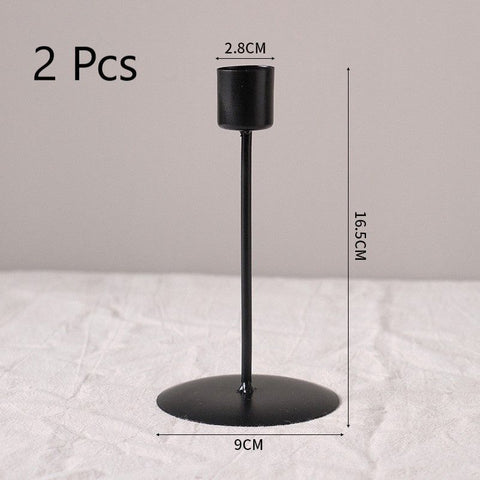 Elegant Metal Pillar Candle Holder, Short Black Candlestick 2 Pack, Dining Table Decor, Ideal for Christmas Halloween Romantic Atmosphere Creation In Australia - Darrahopens