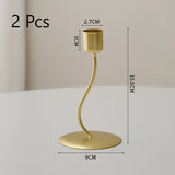 Curved Single Head Iron Candlestick, Gold Candle Holder 2 Pack, Stylish Home Ornament, Christmas Halloween Table Scene Decoration Supplies In Australia - Darrahopens