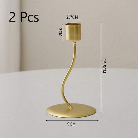 Curved Single Head Iron Candlestick, Gold Candle Holder 2 Pack, Stylish Home Ornament, Christmas Halloween Table Scene Decoration Supplies In Australia - Darrahopens
