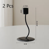 Single Bend Design Metal Candle Stand, Black Candlestick 2 Pack, Advanced Sense Dining Room Decor, Christmas Halloween Party Layout Props
