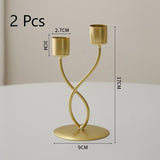 Double Curved Iron Candle Holder, Gold Two Head Candlestick 2 Pack, Chic Tabletop Ornament, Christmas Halloween Romantic Home Decor In Australia - Darrahopens