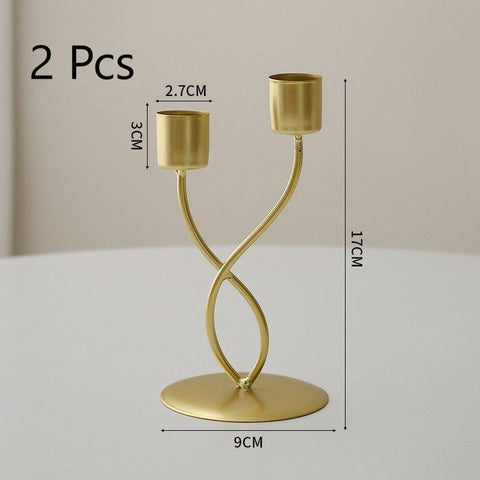 Double Curved Iron Candle Holder, Gold Two Head Candlestick 2 Pack, Chic Tabletop Ornament, Christmas Halloween Romantic Home Decor In Australia - Darrahopens