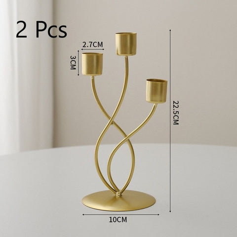 Three Head Curved Iron Candlestick, Gold Candle Stand 2 Pack, High-end Table Ornament, Christmas Halloween Holiday Party Decor In Australia - Darrahopens