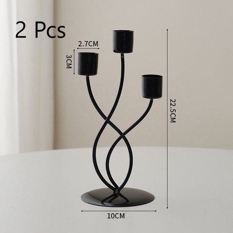 Handmade 3 Heads Curved Metal Candle Holder, Black Candlestick 2 Pack, Dining Room Decor, Christmas Halloween Atmosphere Decoration In Australia - Darrahopens